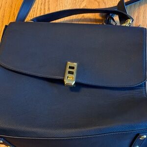 Joy Mangano Navy Crossbody Bag with Gold Accents